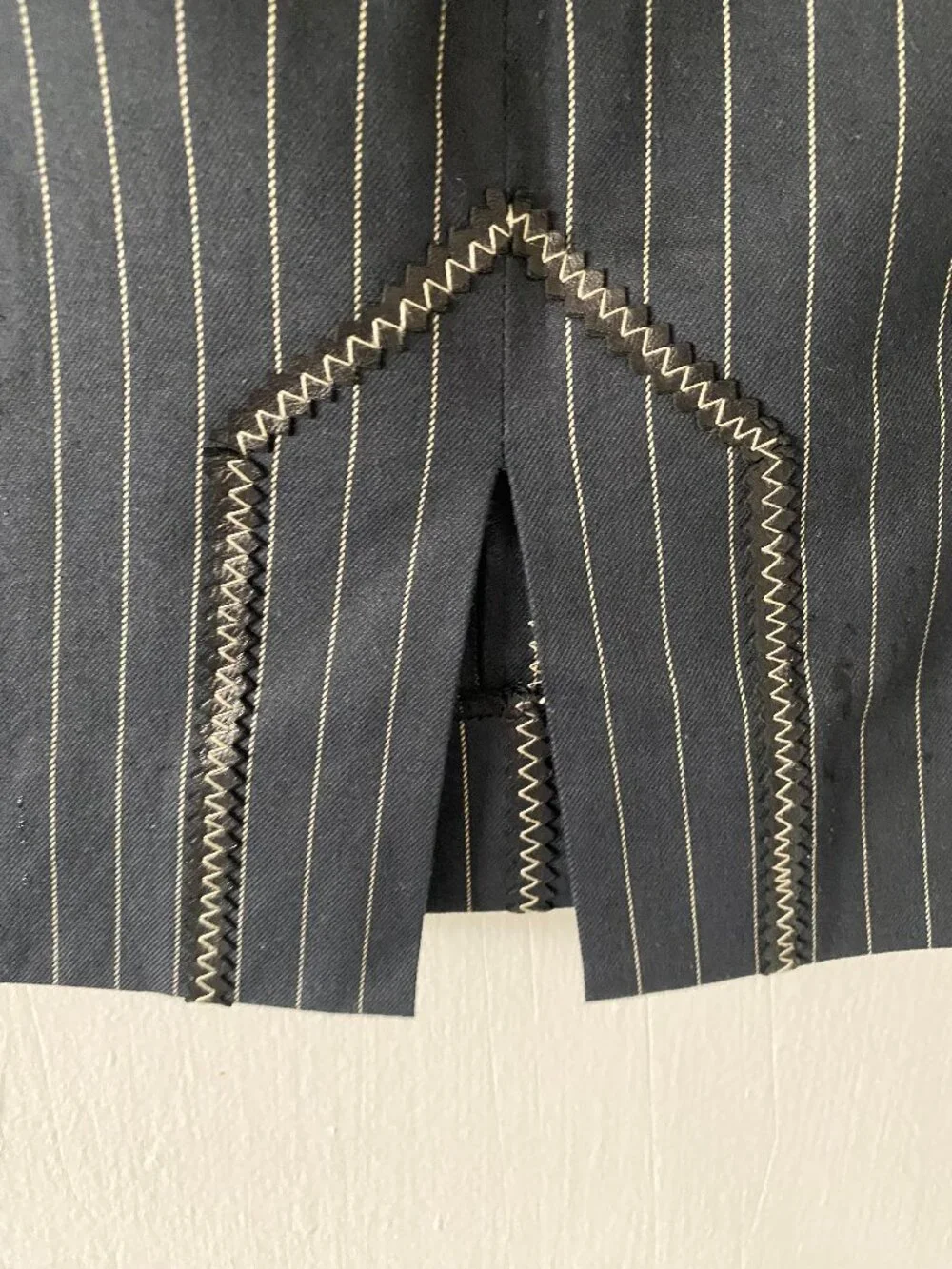 Christian Dior Pinstripe Skirt w/ Leather Detailing